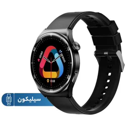 ساعت هوشمند کیوسی وای GT2 با نمایشگر رنگی 1.32 اینچی و بند سیلیکونی مشکی