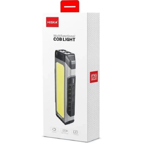 چراغ اضطراری هیسکا مدل HR-44 با نور ترکیبی COB و XPE، ضدآب IPX6 و باتری 4000mAh